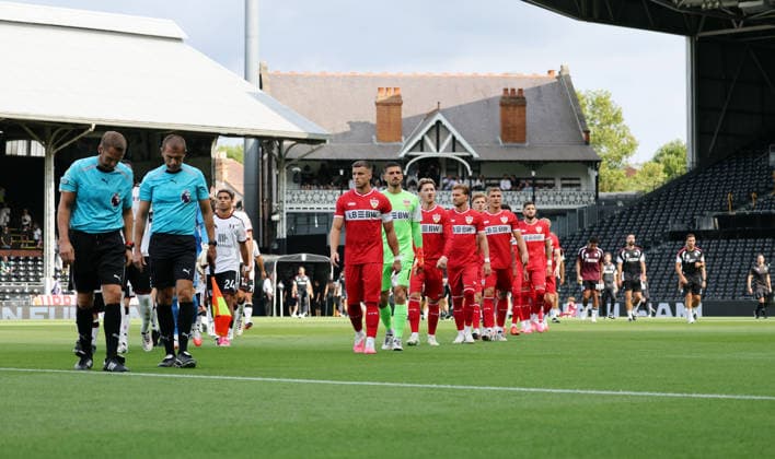 15.08.26 Fulham FC - VfB Stuttgart England, London, 15.08.2026, Fussball, Bundesliga, Saison 2026 2027, Testspiel, Fulham FC - VfB Stuttgart: (VfB Stuttgart). *** August 15, 2026 Fulham FC vs. VfB Stuttgart England, London, August 15, 2026, Soccer, Bundesliga, 2026–2027 Season, Friendly Match, Fulham FC vs. VfB Stuttgart VfB Stuttgart