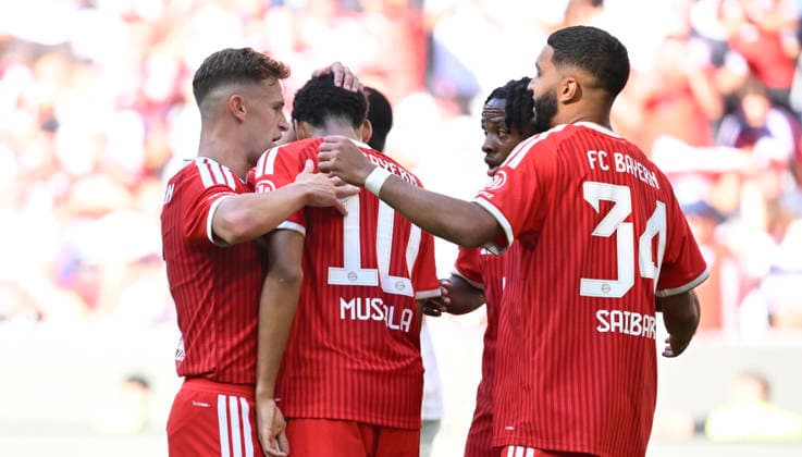 TOR zum 3:1 Jamal Musiala FC Bayern Muenchen FCB (10) Torjubel Ismael Saibari FC Bayern Muenchen FCB (34) Joshua Kimmich FC Bayern Muenchen FCB (06) FC Bayern Muenchen FCB vs RB Leipzig RBL Telekom Cup 15.08.2026 DFL REGULATIONS PROHIBIT ANY USE OF PHOTOGRAPHS AS IMAGE SEQUENCES AND OR QUASI-VIDEO FC Bayern Muenchen FCB vs RB Leipzig RBL *** GOAL: 3-1 Jamal Musiala, FC Bayern Munich (FCB) 10 Goal celebration: Ismael Saibari, FC Bayern Munich (FCB) 34 Joshua Kimmich, FC Bayern Munich (FCB) 06 FC Bayern Munich (FCB) vs. RB Leipzig (RBL) Telekom Cup 15 08 2026 DFL regulations prohibit any use of photographs as image sequences and or quasi-video. FC Bayern Munich (FCB) vs. RB Leipzig (RBL)