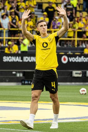 Regionalliga West: Borussia Dortmund II - 1.FC Köln II, 07.08.2026 Nico Schlotterbeck (Borussia Dortmund, 4) bei der offiziellen Vorstellung der Kader für die Saison 2026 27. Regionalliga West: Borussia Dortmund II - 1.FC Köln II, Rote Erde, Dortmund; 07.08.2026 DFB regulations prohibit any use of photographs as image sequences and or quasi video. *** Regionalliga West: Borussia Dortmund II vs. 1. FC Köln II, August 7, 2026. Nico Schlotterbeck of Borussia Dortmund, number 4, at the official presentation of the rosters for the 2026–27 Regionalliga West season: Borussia Dortmund II vs. 1. FC Köln II, Rote Erde, Dortmund, August 7, 2026. DFB regulations prohibit any use of photographs as image sequences and or quasi-video. Copyright: xBEAUTIFULxSPORTS Buriakovx