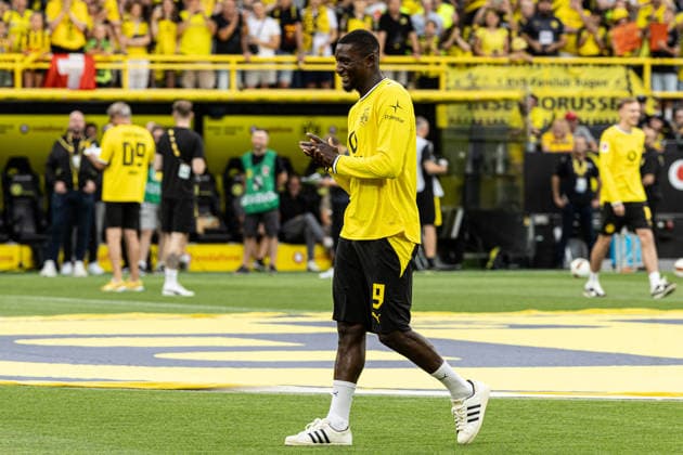 Regionalliga West: Borussia Dortmund II - 1.FC Köln II, 07.08.2026 Serhou Guirassy (Borussia Dortmund, 9) bei der offiziellen Vorstellung der Kader für die Saison 2026 27. Regionalliga West: Borussia Dortmund II - 1.FC Köln II, Rote Erde, Dortmund; 07.08.2026 DFB regulations prohibit any use of photographs as image sequences and or quasi video. *** Regionalliga West: Borussia Dortmund II vs. 1. FC Köln II, August 7, 2026—Serhou Guirassy of Borussia Dortmund, No. 9, at the official presentation of the rosters for the 2026–27 season. Regionalliga West: Borussia Dortmund II vs. 1. FC Köln II, Rote Erde, Dortmund, August 7, 2026. DFB regulations prohibit any use of photographs as image sequences and or quasi-video. Copyright: xBEAUTIFULxSPORTS Buriakovx
