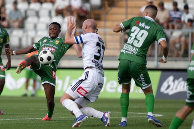 SOCCER - BL, A.Lustenau vs WAC LUSTENAU,AUSTRIA,15.AUG.26 - SOCCER - ADMIRAL Bundesliga, SC Austria Lustenau vs Wolfsberger AC. Image shows Lord Afrifa (A.Lustenau), Nicolas Wimmer (WAC) and Antonio Verinac (A.Lustenau).  GEPAxpictures xOliverxLerch