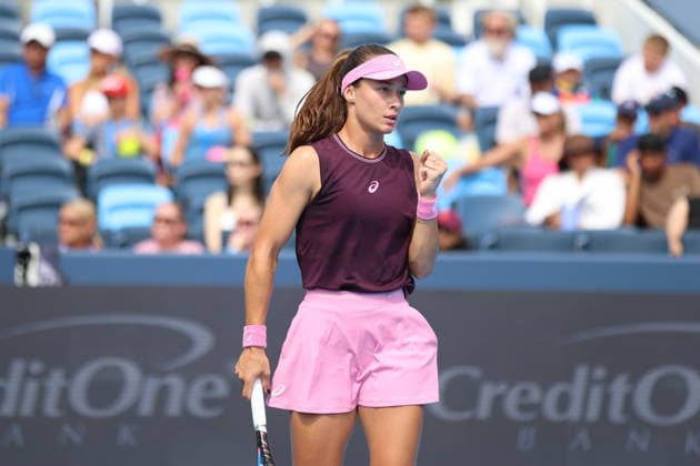 MASON, OHIO - AUGUST 15: Zeynep Sonmez of Turkey reacts to a play during day five of the Cincinnati Open at the Lindner Family Tennis Center on August 15, 2026 in Mason, Ohio.  Copyright: xShainaxBenhiyoun SPPx Sportspressphoto_SPR207105