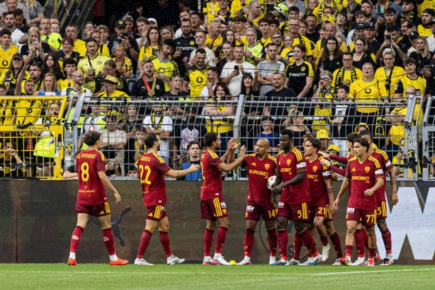 Regionalliga West: Borussia Dortmund II - 1.FC Köln II, 07.08.2026 AS Roma bejubelt das Tor, 0:1 durch Paulo Dybala (AS Roma, 21) Regionalliga West: Borussia Dortmund II - 1.FC Köln II, Rote Erde, Dortmund; 07.08.2026 DFB regulations prohibit any use of photographs as image sequences and or quasi video. *** Regionalliga West: Borussia Dortmund II 1, 1. FC Köln II, August 7, 2026; AS Roma celebrates the goal, 0–1 by Paulo Dybala (AS Roma), 21; Regionalliga West: Borussia Dortmund II 1, 1. FC Köln II, Rote Erde, Dortmund, August 7, 2026 DFB regulations prohibit any use of photographs as image sequences and or quasi-video Copyright: xBEAUTIFULxSPORTS Buriakovx