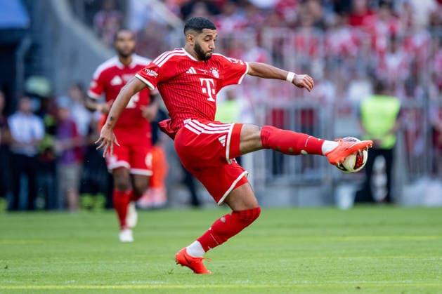 Ismael Saibari (FC Bayern Muenchen, 34) bei der Ballannahme GER, FC Bayern Muenchen vs. RB Leipzig, Fussball, Telekom-Cup, Testspiel, Spielzeit 2026 2027, 15.08.2026 (DFL DFB REGULATIONS PROHIBIT ANY USE OF PHOTOGRAPHS as IMAGE SEQUENCES and or QUASI-VIDEO). Foto: HMB Media Heike Feiner *** Ismael Saibari, FC Bayern Munich, age 34, receiving the ball (GER), FC Bayern Munich vs. RB Leipzig, soccer, Telekom Cup, friendly match, 2026–2027 season, August 15, 2026 DFL DFB regulations prohibit any use of photographs as image sequences and or quasi-video. Photo: HMB Media, Heike Feiner Copyright: HMBxMedia HeikexFeiner
