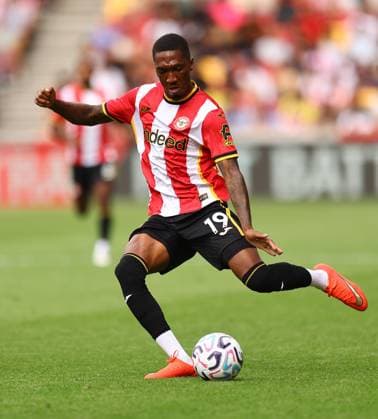 Jaidon Anthony of Brentford Brentford v Eintracht Frankfurt, Pre Season Friendly, Football, Gtech Community Stadium, London, UK - 15 Aug 2026London Gtech Community Stadium United Kingdom EDITORIAL USE ONLY No use with unauthorised audio, video, data, fixture lists, club league logos or live services. Online in-match use limited to 120 images, no video emulation. No use in betting, games or single club league player publications.  Copyright: xMichaelxZemanek Shutterstockx 17070130bi