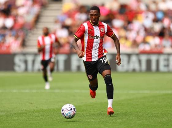 Jaidon Anthony of Brentford Brentford v Eintracht Frankfurt, Pre Season Friendly, Football, Gtech Community Stadium, London, UK - 15 Aug 2026London Gtech Community Stadium United Kingdom EDITORIAL USE ONLY No use with unauthorised audio, video, data, fixture lists, club league logos or live services. Online in-match use limited to 120 images, no video emulation. No use in betting, games or single club league player publications.  Copyright: xMichaelxZemanek Shutterstockx 17070130bk