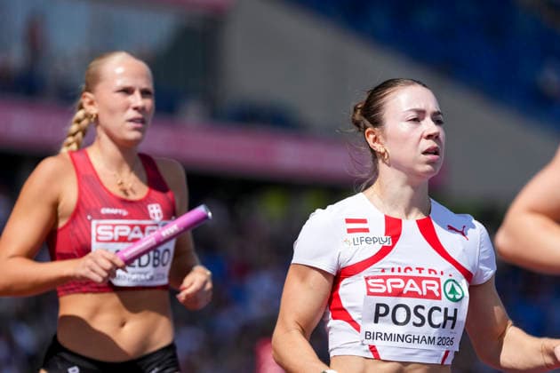 ATHLETICS - European Athletics Championships BIRMINGHAM,ENGLAND,15.AUG.26 - ATHLETICS - European Athletics Championships, 4x100m, relay, Women. Image shows Isabel Posch (AUT).  GEPAxpictures xRanjithxKumar