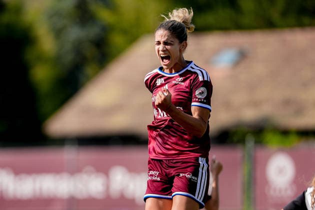 Switzerland: AXA Womens Super League 2026 27, Servette FC Chenois Feminin vs FC Aarau Frauen - Stade des Trois-Chene, Chene-Bourg: Stefanie Da Eira (StÃ fanie Da Eira) (Servette FC Chenois Feminin) celebrating after scoring teams third goal Chene-Bourg Geneva, Switzerland, August 15th 2026 Geneva Switzerland *** Switzerland AXA Women s Super League 2026-27, Servette FC Chenois Feminin vs. FC Aarau Women, Stade des Trois Chênes, Chêne-Bourg, Stefanie Da Eira, Servette FC Chenois Feminin celebrating after scoring the team s third goal, Chêne-Bourg, Geneva, Switzerland, August 15, 2026 Geneva, Switzerland Copyright: xPriscilaxBütlerx