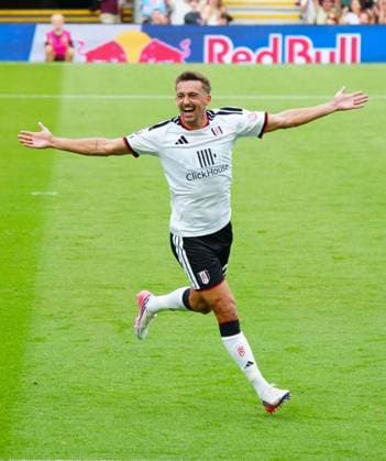 Timothy Castagne of Fulham celebrates scoring the opening goal Fulham v Stuttgart, Pre Season Friendly, Football, Craven Cottage, London, UK - 15 Aug 2026London Craven Cottage United Kingdom EDITORIAL USE ONLY No use with unauthorised audio, video, data, fixture lists, club league logos or live services. Online in-match use limited to 120 images, no video emulation. No use in betting, games or single club league player publications.  Copyright: xJavierxGarcia Shutterstockx 17070137ap