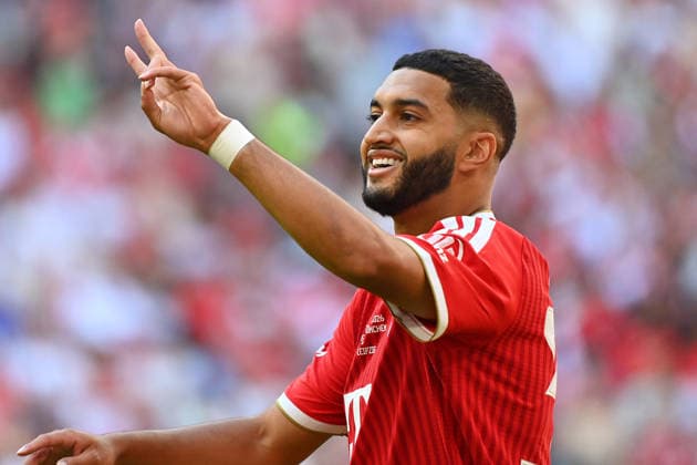 Ismael SAIBARI (Bayern Muenchen), Gestik,gibt Anweisungen, Aktion,Einzelbild,angeschnittenes Einzelmotiv,Halbfigur,halbe Figur. Fussball Telekom Cup FC Bayern Muenchen - RB Leipzig 3-1 am 15.08.2025 , A L L I A N Z A R E N A. *** Ismael SAIBARI Bayern Munich, gesturing, giving instructions, in action, single frame, cropped close-up, half-length portrait, soccer, Telekom Cup, FC Bayern Munich vs. RB Leipzig 3–1 on August 15, 2025, ALLIANZ ARENA