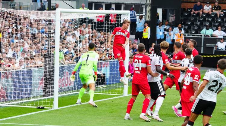 Timothy Castagne of Fulham scores the opening goal Fulham v Stuttgart, Pre Season Friendly, Football, Craven Cottage, London, UK - 15 Aug 2026London Craven Cottage United Kingdom EDITORIAL USE ONLY No use with unauthorised audio, video, data, fixture lists, club league logos or live services. Online in-match use limited to 120 images, no video emulation. No use in betting, games or single club league player publications.  Copyright: xJavierxGarcia Shutterstockx 17070137ao