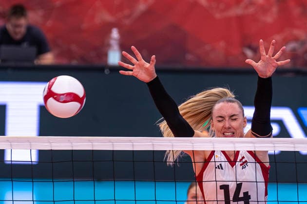 VOLLEYBALL - AUT vs GER, test match VIENNA,AUSTRIA,15.AUG.26 - VOLLEYBALL - OEVV international test match, ladies, Austria vs Germany. Image shows Kora Schaberl (AUT).  GEPAxpictures xGabrielxLopez