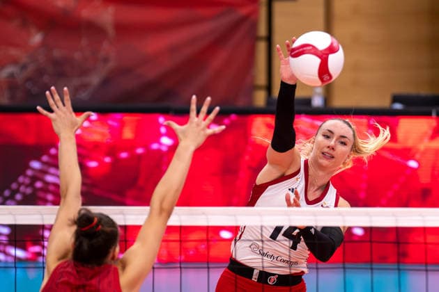 VOLLEYBALL - AUT vs GER, test match VIENNA,AUSTRIA,15.AUG.26 - VOLLEYBALL - OEVV international test match, ladies, Austria vs Germany. Image shows Kora Schaberl (AUT).  GEPAxpictures xGabrielxLopez