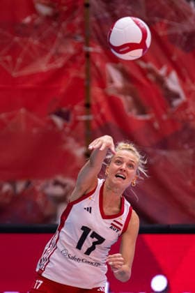 VOLLEYBALL - AUT vs GER, test match VIENNA,AUSTRIA,15.AUG.26 - VOLLEYBALL - OEVV international test match, ladies, Austria vs Germany. Image shows Dana Schmit (AUT).  GEPAxpictures xGabrielxLopez