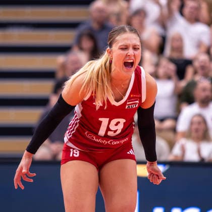 VOLLEYBALL - AUT vs GER, test match VIENNA,AUSTRIA,15.AUG.26 - VOLLEYBALL - OEVV international test match, ladies, Austria vs Germany. Image shows Eva Stabentheiner (AUT).  GEPAxpictures xGabrielxLopez