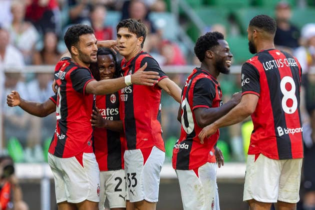 Manchester United, ManU v AC Milan Friendly Mach Goncalo Ramos, Samuel Chukwueze, Davide Bartesaghi, Alphadjo Cisse, Ruben Loftus-Cheek during a friendly match between Manchester United and AC Milan in Wroclaw,Poland on August 15, 2026 Wroclaw Poland  Copyright: xAndrzejxIwanczukx originalFilename:iwanczuk-manchest260815_np08z.jpg