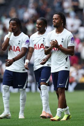 RECORD DATE NOT STATED 15th August 2026; Tottenham Hotspur Stadium, London, England; Friendly Football, Tottenham Hotspur versus TSG Hoffenheim; Miracle Adewole, Reiss Elliott-Parris, and Malachi Hardy of Tottenham Hotspur after the match KatiexChan