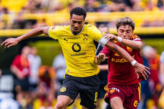 Testspiel, Bundesliga Serie A, Borussia Dortmund vs. AS Rom, 15.08.2026 im Signal Iduna Park Felix Nmecha *** Friendly Match, Bundesliga Serie A, Borussia Dortmund vs. AS Roma, August 15, 2026, at Signal Iduna Park, Felix Nmecha Copyright: xBahhoxKarax