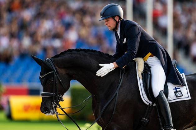 260815 Henri Ruoste of Finland with horse Tiffanys Diamond compete in the Dressage Grand Prix Freestyle during day 5 of the 2026 FEI World Championships on August 15, 2026 in Aachen. Photo: Emma Wallskog BILDBYRAN kod EW EW0684 ridsport equestrian rid-vm 2026 2026 fei world championships bbeng ridsport-vm dressage dressyr kur *** August 15, 2026: Henri Ruoste of Finland, riding Tiffanys Diamond, competes in the Dressage Grand Prix Freestyle on Day 5 of the 2026 FEI World Championships, 2026 in Aachen. Photo by Emma Wallskog, BILDBYRAN, code EW EW0684, equestrian sports, 2026 World Championships, 2026 FEI World Championships, BBENG, equestrian sports, World Championships, dressage, freestyle routine  Copyright: EMMAxWALLSKOG BB260815EW094