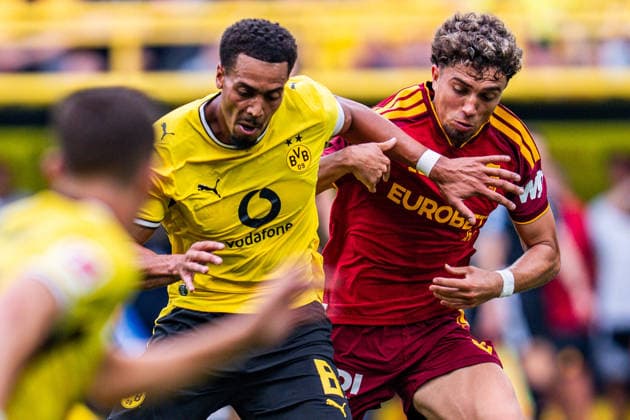 Testspiel, Bundesliga Serie A, Borussia Dortmund vs. AS Rom, 15.08.2026 im Signal Iduna Park Felix Nmecha *** Friendly Match, Bundesliga Serie A, Borussia Dortmund vs. AS Roma, August 15, 2026, at Signal Iduna Park, Felix Nmecha Copyright: xBahhoxKarax