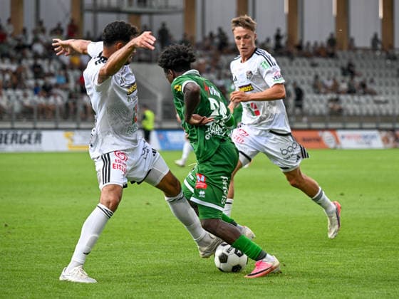 SOCCER - BL, A.Lustenau vs WAC LUSTENAU,AUSTRIA,15.AUG.26 - SOCCER - ADMIRAL Bundesliga, SC Austria Lustenau vs Wolfsberger AC. Image shows Raffael Behounek (WAC) and Seydou Diarra (A.Lustenau).  GEPAxpictures xOliverxLerch