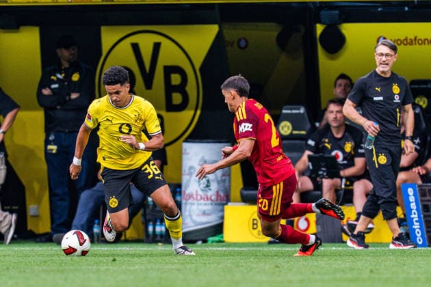 Testspiel, Bundesliga Serie A, Borussia Dortmund vs. AS Rom, 15.08.2026 im Signal Iduna Park Kaua Prates Niko Kovac *** Friendly Match, Bundesliga Serie A, Borussia Dortmund vs. AS Roma, August 15, 2026, at Signal Iduna Park; Coach: Niko Kovac Copyright: xBahhoxKarax