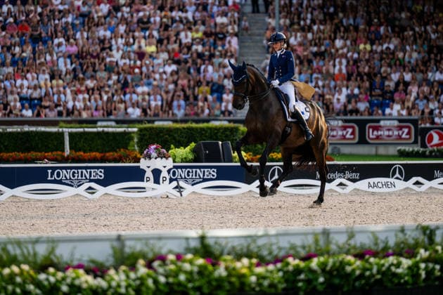 260815 Simone Pearce of Australia with horse Will Marq compete in the Dressage Grand Prix Freestyle during day 5 of the 2026 FEI World Championships on August 15, 2026 in Aachen. Photo: Emma Wallskog BILDBYRAN kod EW EW0684 ridsport equestrian rid-vm 2026 2026 fei world championships bbeng ridsport-vm dressage dressyr kur *** August 15, 2026: Simone Pearce of Australia, riding Will Marq, will compete in the Dressage Grand Prix Freestyle on Day 5 of the 2026 FEI World Championships on August 15, 2026 in Aachen. Photo by Emma Wallskog. BILDBYRAN code EW EW0684 equestrian sports 2026 World Championships 2026 FEI World Championships BBENG equestrian sports World Championships dressage freestyle routine  Copyright: EMMAxWALLSKOG BB260815EW109