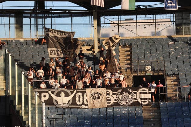 SOCCER - BL, Sturm vs Altach GRAZ,AUSTRIA,15.AUG.26 - SOCCER - ADMIRAL Bundesliga, SK Sturm Graz vs SCR Altach. Image shows fans (Altach).  GEPAxpictures xChrisxBauer