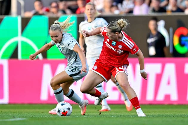 v.li.: Anny Kerim-Lindland (Wolfsburg, 38) Alara SEHITLER (FC Bayern Muenchen, FCB, 14) im Zweikampf, Duell, duel, tackle, Dynamik, Action, Aktion, 15.08.2026, Ingolstadt (Deutschland), Fussball, Google Pixel Supercup, FC Bayern München - VfL Wolfsburg, DFB DFL REGULATIONS PROHIBIT ANY USE OF PHOTOGRAPHS AS IMAGE SEQUENCES AND OR QUASI-VIDEO. *** From left: Anny Kerim Lindland Wolfsburg, 38; Alara SEHITLER FC Bayern Munich, FCB, 14; in a one-on-one battle, duel, tackle; dynamic, action, 15 August 2026, Ingolstadt, Germany, soccer, Google Pixel Super Cup, FC Bayern Munich vs. VfL Wolfsburg, DFB and DFL regulations prohibit any use of photographs as image sequences and or quasi-video xslx