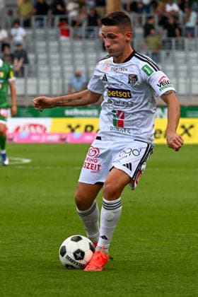 SOCCER - BL, A.Lustenau vs WAC LUSTENAU,AUSTRIA,15.AUG.26 - SOCCER - ADMIRAL Bundesliga, SC Austria Lustenau vs Wolfsberger AC. Image shows Donis Avdijaj (WAC).  GEPAxpictures xOliverxLerch