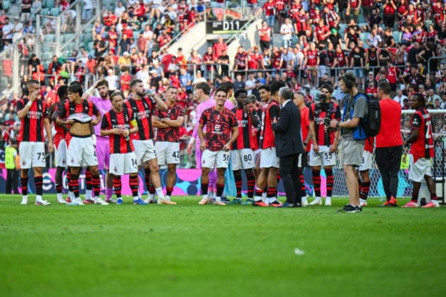 15.08.2026 Wroclaw, Poland. Manchester United, ManU take on AC Milan during the pre-season friendly match at Tarczynski Arena Wroclaw. --- Mecz towarzyski. Manchester United - AC Milan na Tarczynski Arena Wroclaw. Persons Shown: AC Milan Fot. Antoni Dec Arena Akcji NEWSPIX.PL --- newspix.pl 