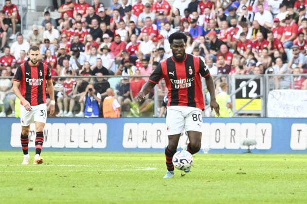 SOCCER - Friendly Match - Manchester United, ManU vs. AC Milan Photo by IPA ABACAPRESS.COM87510780 - Yunus Musah (Milan) during the friendly match between Manchester United and AC Milan at the Arena Tarczynski in Wroclaw, Poland, on August 15, 2026 Wroclaw Poland  Copyright: xIPAxSport ABACAx
