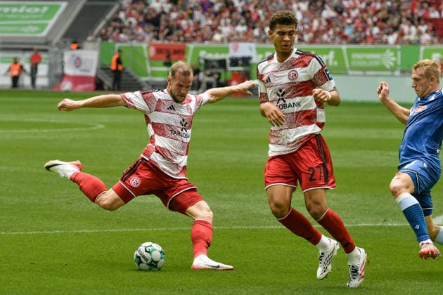 Eric Hottmann (Duesseldorf 9) schiesst auf das Tor 15.08.2026 ¢ Fussball ¢ Fortuna Duesseldorf vs TSG 1899 Hoffenheim II, Merkur Spiel-Arena, Duesseldorf, DFB DFL REGULATIONS PROHIBIT ANY USE OF PHOTOGRAPHS AS IMAGE SEQUENCES AND OR QUASI-VIDE NRW Germany *** Eric Hottmann of Düsseldorf 9 shoots at the goal on August 15, 2026 ¢ Soccer ¢ Fortuna Düsseldorf vs. TSG 1899 Hoffenheim II, Merkur Spiel Arena, Düsseldorf, DFB and DFL regulations prohibit any use of photographs as image sequences and or quasi-video. NRW, Germany Copyright: xpepphotox xSaschaxWeizx pep00321, pep_20260815_hm_55285