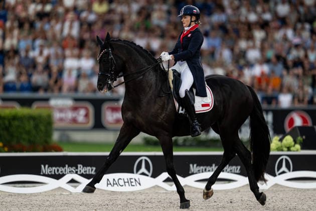 260815 Sandra Sysojeva of Poland with horse Maxima Bella compete in the Dressage Grand Prix Freestyle during day 5 of the 2026 FEI World Championships on August 15, 2026 in Aachen. Photo: Emma Wallskog BILDBYRAN kod EW EW0684 ridsport equestrian rid-vm 2026 2026 fei world championships bbeng ridsport-vm dressage dressyr kur *** August 15, 2026: Sandra Sysojeva of Poland, riding Maxima Bella, competes in the Dressage Grand Prix Freestyle on Day 5 of the 2026 FEI World Championships, 2026 in Aachen. Photo by Emma Wallskog. BILDBYRAN code EW EW0684 equestrian sports 2026 World Championships 2026 FEI World Championships BBENG equestrian sports World Championships dressage freestyle routine  Copyright: EMMAxWALLSKOG BB260815EW116