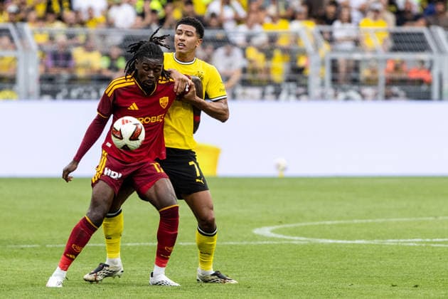 Testspiel, BVB-Saisoneröffnung 2026 27: Borussia Dortmund - AS Roma; 15.08.2026 Manu Kone (AS Roma, 17), Jobe Bellingham (Borussia Dortmund, 7) Testspiel, BVB-Saisoneröffnung 2026 27: Borussia Dortmund - AS Roma; Signal Iduna Park, Dortmund; 15.08.2026 *** Friendly Match, BVB 2026–27 Season Opener: Borussia Dortmund vs. AS Roma, August 15, 2026; Manu Kone (AS Roma, 17), Jobe Bellingham (Borussia Dortmund, 7); Friendly Match, BVB Season Opener 2026–27: Borussia Dortmund vs. AS Roma at Signal Iduna Park, Dortmund, August 15, 2026 Copyright: xBEAUTIFULxSPORTS Buriakovx