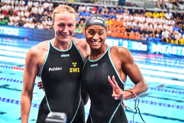 NATATION : Championnat d europe de natation 2026 - PARIS - 15 08 2026 Sara Curtis (ITA) Sarah Sjostrom (SWE) Saint DenisFrance  Copyright: xBaptistexAutissierx