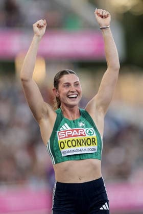 2026 European Athletics Championships, Alexander Stadium, Birmingham, England 15 8 2026 Women™s Heptathlon - 800m Ireland™s Kate O™Connor celebrates after winning gold Kate O™Connor celebrates after winning gold 15 8 2026  Copyright: xx 0S9A7101