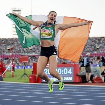 2026 European Athletics Championships, Alexander Stadium, Birmingham, England 15 8 2026 Women™s Heptathlon - 800m Ireland™s Kate O™Connor celebrates after winning gold Kate O™Connor celebrates after winning gold 15 8 2026  Copyright: xx 0U6A6878
