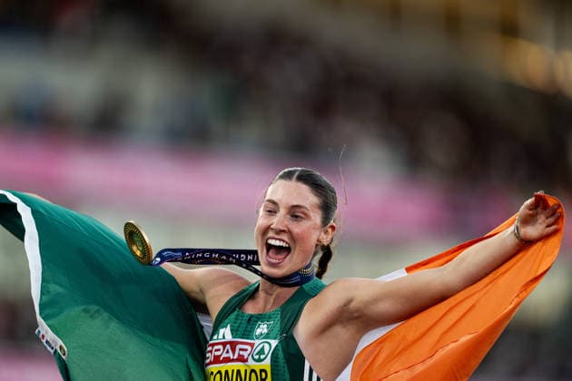 260815 Kate O™Connor of Ireland celebrates after women s heptathlon 800 meter during day 6 of the 2026 European Athletics Championships on August 15, 2026 in Birmingham. Photo: Mathias Bergeld BILDBYRAN kod MB MT1071 friidrott athletics friidrett friidrotts-em em friidretts-em 2026 european athletics championships day 6 bbeng *** August 15, 2026: Kate O’Connor of Ireland celebrates after the women’s heptathlon 800-meter race on Day 6 of the 2026 European Athletics Championships on August 15, 2026 in Birmingham. Photo by Mathias Bergeld. BILDBYRAN code MB MT1071. track and field, athletics, friidrett, friidrotts EM, 2026 European Athletics Championships, Day 6, bbeng  Copyright: MATHIASxBERGELD BB260815MB102