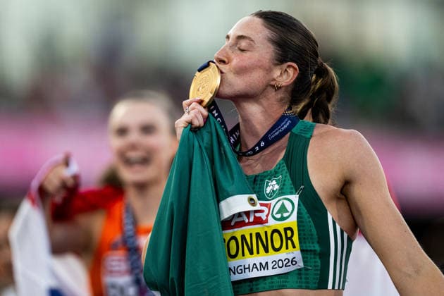 260815 Kate O™Connor of Ireland celebrates after women s heptathlon 800 meter during day 6 of the 2026 European Athletics Championships on August 15, 2026 in Birmingham. Photo: Mathias Bergeld BILDBYRAN kod MB MT1071 friidrott athletics friidrett friidrotts-em em friidretts-em 2026 european athletics championships day 6 bbeng *** August 15, 2026: Kate O’Connor of Ireland celebrates after the women’s heptathlon 800-meter race on Day 6 of the 2026 European Athletics Championships on August 15, 2026 in Birmingham. Photo by Mathias Bergeld. BILDBYRAN code MB MT1071. track and field, athletics, friidrett, friidrotts EM, 2026 European Athletics Championships, Day 6, bbeng  Copyright: MATHIASxBERGELD BB260815MB103