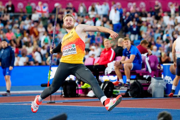 BIRMINGHAM, GREAT BRITAIN - AUGUST 15, 2026 : Nick THUMM (GER Germany) competing in the javelin throw final during the European Athletics Championships at Alexander Stadium on August 15, 2026 in Birmingham, Great Britain. Great Britain Copyright: xLeahxKohringx