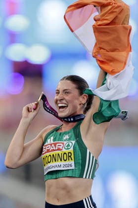 2026 European Athletics Championships, Alexander Stadium, Birmingham, England 15 8 2026 Women™s Heptathlon - 800m Ireland™s Kate O™Connor celebrates after winning gold Kate O™Connor celebrates after winning gold 15 8 2026  Copyright: xx 0S9A7276