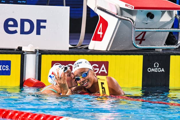 NATATION : Championnat d europe de natation 2026 - PARIS - 15 08 2026 Pauline Mahieu (FRA) Mary-Ambre Moluh (FRA) Saint DenisFrance  Copyright: xBaptistexAutissierx