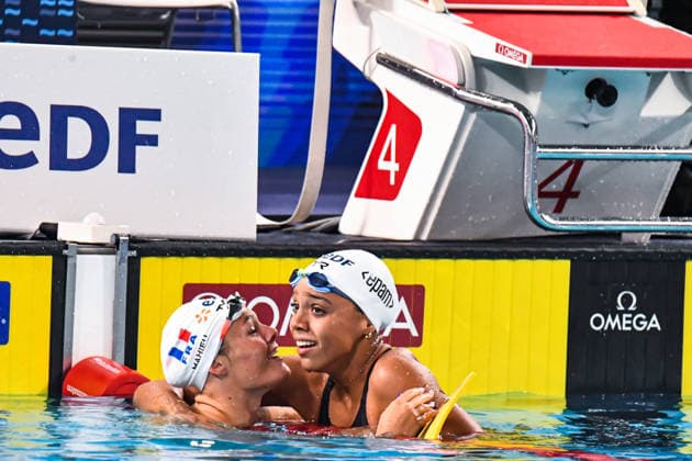 NATATION : Championnat d europe de natation 2026 - PARIS - 15 08 2026 Pauline Mahieu (FRA) Mary-Ambre Moluh (FRA) Saint DenisFrance  Copyright: xBaptistexAutissierx
