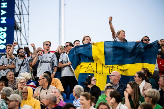 260815 Andreas Almgren of Sweden supporters during day 6 of the 2026 European Athletics Championships on August 15, 2026 in Birmingham. Photo: Maxim Thore BILDBYRAN kod MT MT1071 friidrott athletics friidrett friidrotts-em em friidretts-em 2026 european athletics championships day 6 bbeng *** August 15, 2026: Supporters of Sweden s Andreas Almgren during Day 6 of the 2026 European Athletics Championships on August 15, 2026 in Birmingham. Photo by Maxim Thore. BILDBYRAN code MT MT1071 track and field athletics friidrett friidrotts em em friidretts em 2026 European Athletics Championships Day 6 bbeng  Copyright: MAXIMxTHORE BB260815MT016