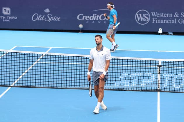 MASON, OHIO - AUGUST 15: Novak Djokovic of Serbia reacts to a play during day five of the Cincinnati Open at the Lindner Family Tennis Center on August 15, 2026 in Mason, Ohio.  Copyright: xShainaxBenhiyoun SPPx Sportspressphoto_SPR207615