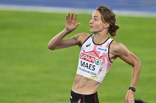 Belgian athlete Merel Maes pictured in action during the women s high jump final on the sixth day of the European Athletics Championships (August 10-18) in Birmingham, United Kingdom, on Saturday 15 August 2026. ERICxLALMAND  x183471301x