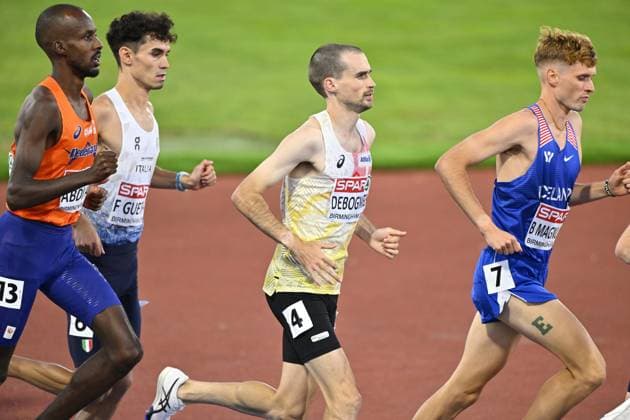 Belgian Simon Debognies pictured in action during the men s 10000m race on the sixth day of the European Athletics Championships (August 10-18) in Birmingham, United Kingdom, on Saturday 15 August 2026. ERICxLALMAND  x183471304x