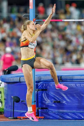BIRMINGHAM, GREAT BRITAIN - AUGUST 15, 2026: Christina HONSEL (GER Germany) in the high jump final during the European Athletics Championships at Alexander Stadium on August 15, 2026 in Birmingham, Great Britain. Great Britain Copyright: xAxelxKohringx