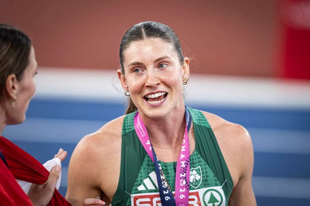 RECORD DATE NOT STATED 15th August 2026; Alexander Stadium, Birmingham, Midlands, England; 2026 European Athletics Championships, Day Six; Kate O Connor (IRL) celebrates winning the womens heptathlon GodfreyxPitt